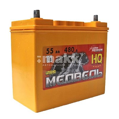 Аккумуляторная батарея 55 Ач Медведь (65B24R) VLA Ca/Ca п/п тонкие клеммы 23,7*12,8*22,2