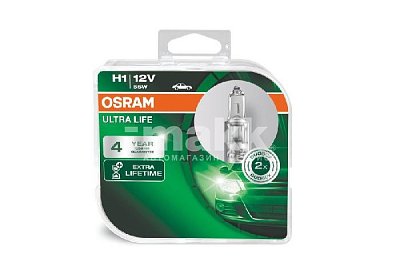 Автолампа H1 12V 55W OSRAM 64150ULT-HCB P14.5s (бокс 2шт) 