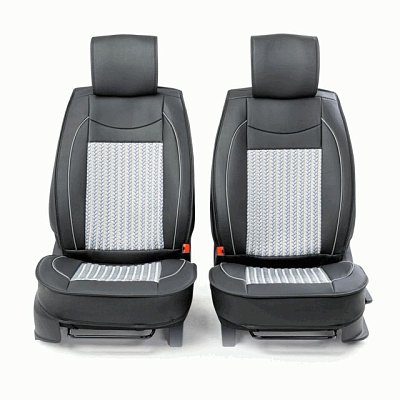 Накидки на сиденье Car Performance передние 2 шт экокожа черн/серые CUS-2072 BK/GY