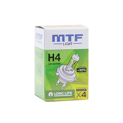 Автолампа H4 12V 55W LONG LIFE MTF