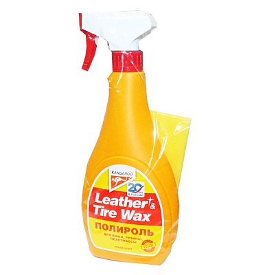 Полироль пластика Leather & Tire Wax, спрей 500мл