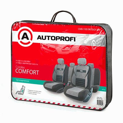Чехлы Comfort COMBO велюр,11пр.6молн. чёрн./т.серый р-р М 5шт/уп CMB-1105 BK/D.GY