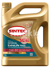 Масло моторное SINTEC EXTRALIFE 7000 синт 5W30 SL/CF A3/B4 5л Акция 5л по цене 4л