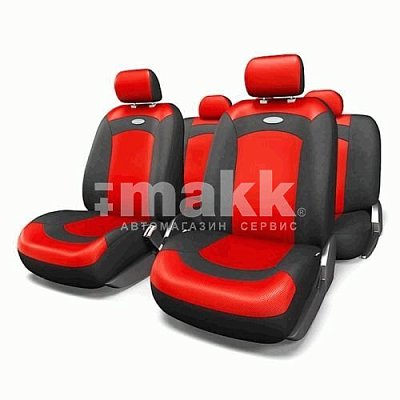 Чехлы EXTREME велюр+сетч. 8пр 3 молнии чёрый/красн XTR-803 BK/RD (M)