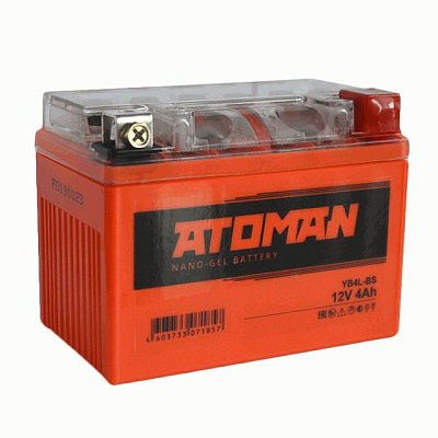 Мото аккумулятор ATOMAN Nano Gel 12V 4Ah (YB4L-BS)