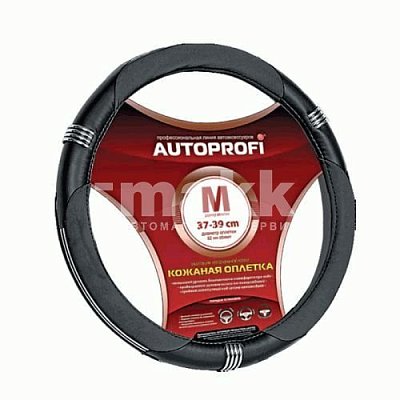 Кожаная оплётка рулевого колеса AP-150 BK/BK (M)