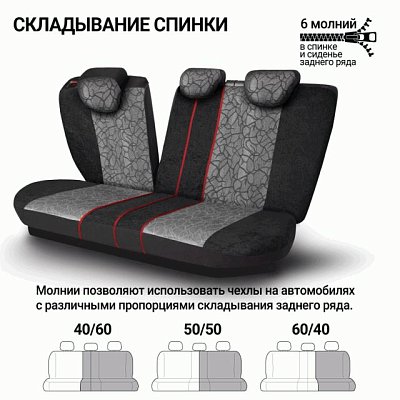 Чехлы Comfort COMBO велюр, 11 пр.6молн, Антрацит р-р M 5шт/уп CMB-1105 ANTHRACITE (M)