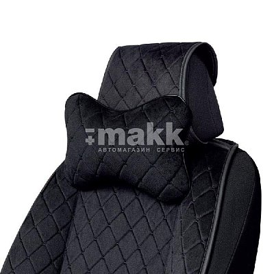 Подушка "косточка" алькантара с контрастн. прострочкой черная 30*20см AUTOPROFI ALC-100NP BK/BK