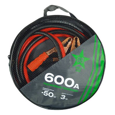 Провода пусковые 600А Green Star 3м в сумке силиконовые