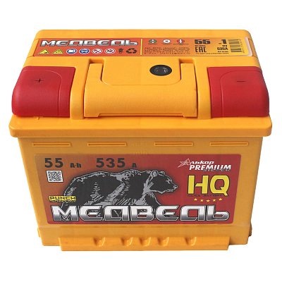 Аккумуляторная батарея 55 Ач Медведь VLA Ca/Ca п/п   24,2*17,5*19