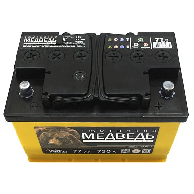 Аккумуляторная батарея 77 Ач Тюменский медведь LA о/п   27,8*17,5*19