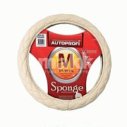 Оплетка экокожа/спонж бежевая Autoprofi стеганая SP-9010 BE (M)
