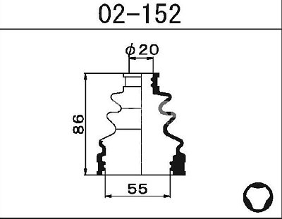Пыльник ШРУСа Toyota Vitz,Platz внутр. 02-152 Maruichi "В" (хомуты в ком-те)