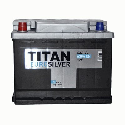 Аккумуляторная батарея 63 Ач Титан Euro Silver п/п  24,2*17,5*19