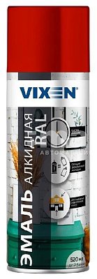 Эмаль алкидная VIXEN универсальная красная, глянцевая аэрозоль 520мл RAL3020