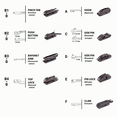 Щетка ст/оч 16 " 400мм гибридная, 10 адаптеров Autoprofi 50шт/уп HYB-16