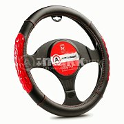 Оплетка  экокожа черн/красная Autoprofi 2 вставки из силикона 20шт/уп AP-2060 BK/RD (M)