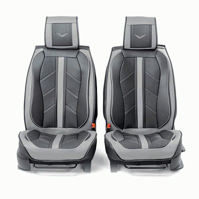 Накидки на сиденье Car Performance передние 2 шт экокожа черн/серые CUS-3012 BK/GY