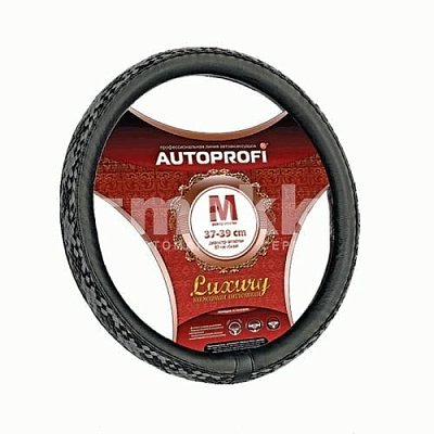 Кожаная оплётка рулевого колеса AP-810 BK/BK/GY (M)